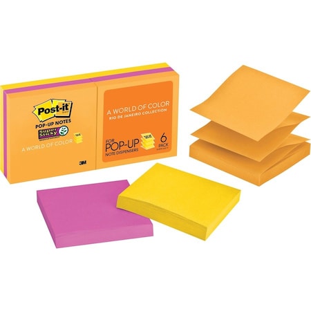 Post-It Note, Popup, 3X3, 6Pk, Assrtd MMMR3306SSUC